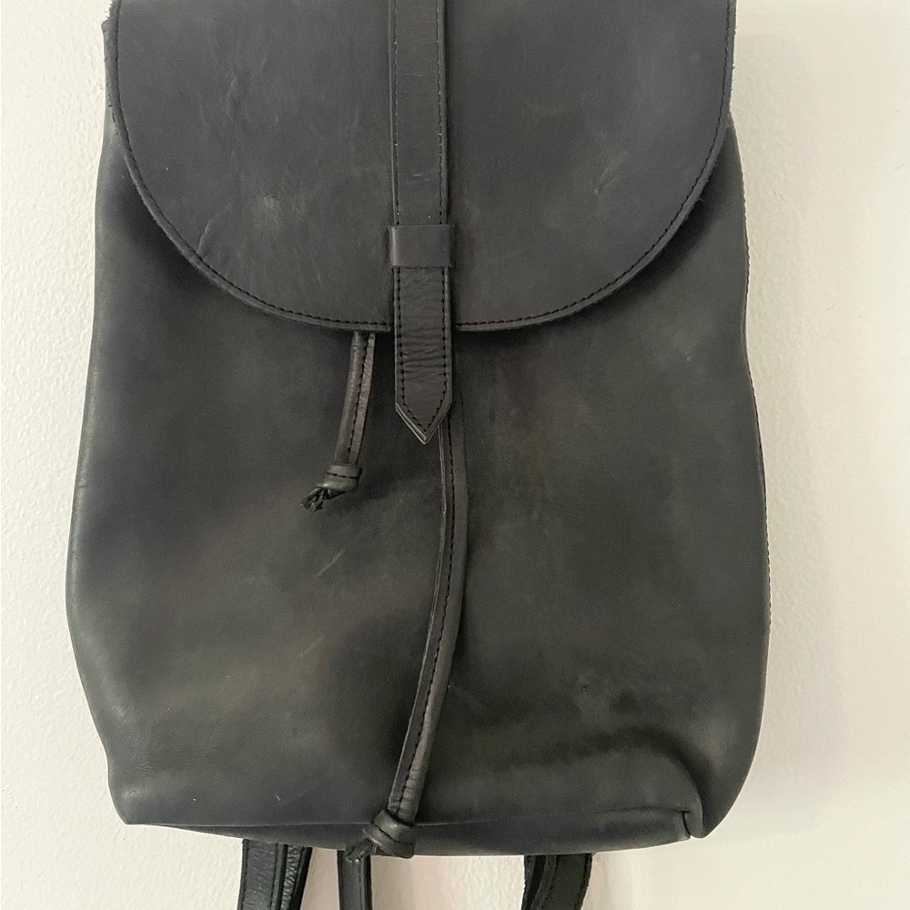 Able Black Leather Backpack